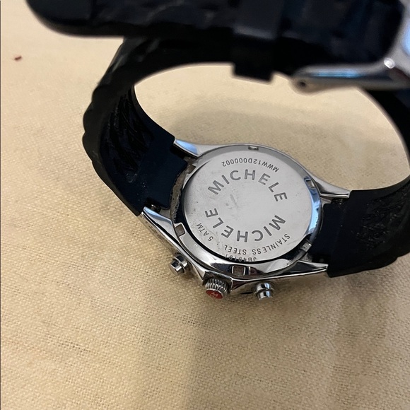 Michele Black and Silver Tahitian Jelly Chronograph Watch - Picture 5 of 6